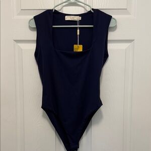 Navy Blue Sleeveless Bodysuit